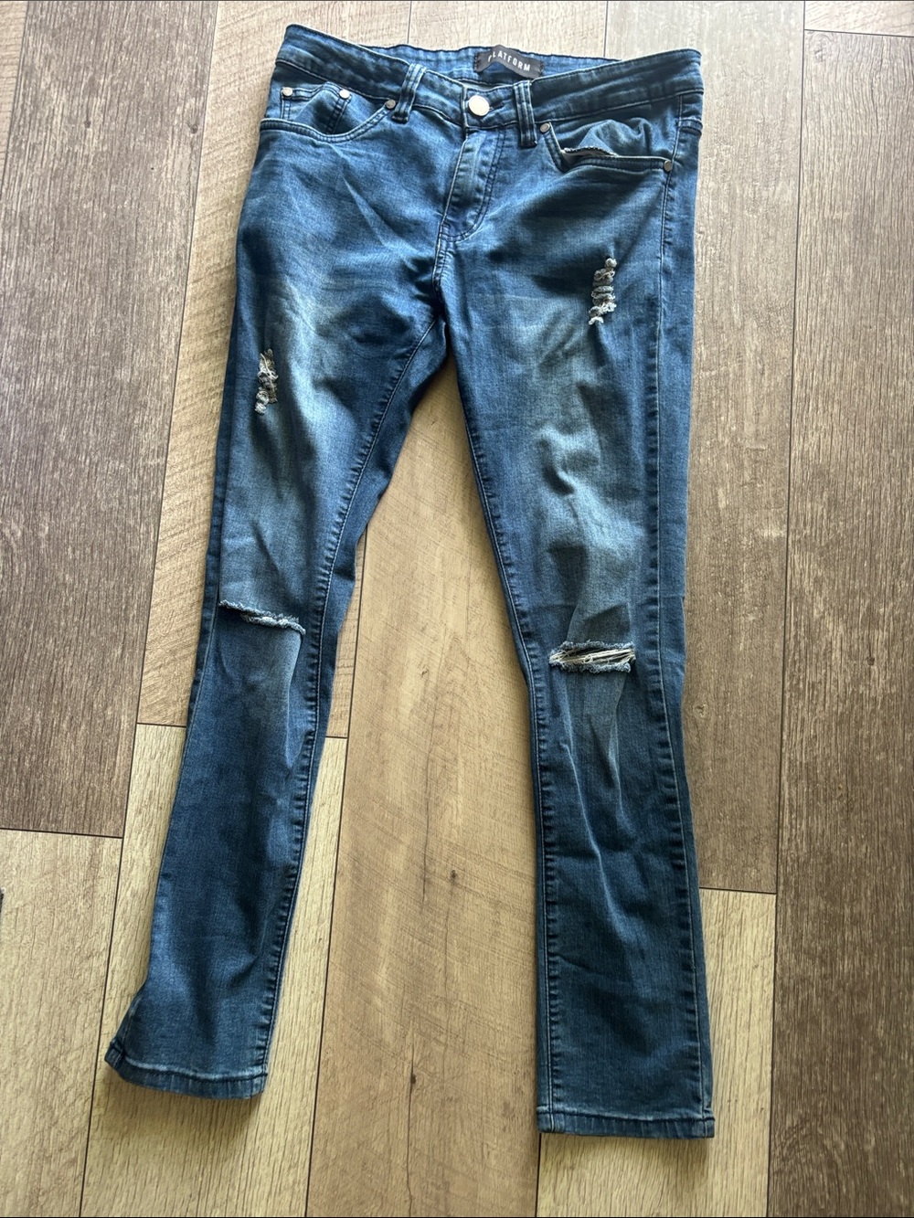 Distressed Mens Blue Denim Jeans